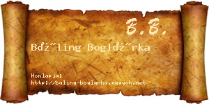 Báling Boglárka névjegykártya